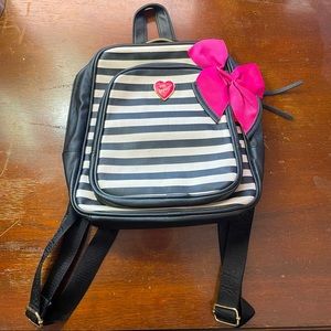 Betsey Johnson pink bow black and white stripe backpack 2014